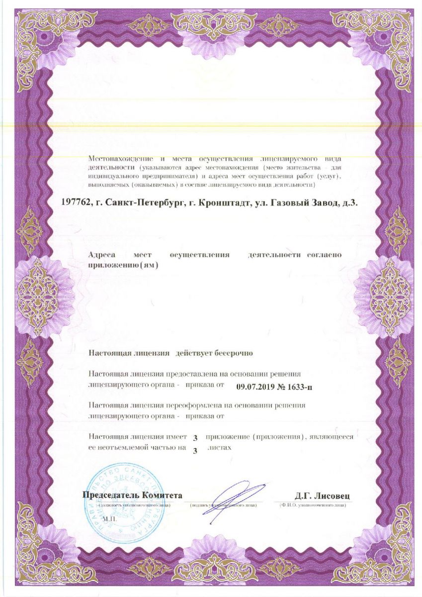 Лицензия Больница Святого Иоанна Кронштадтского