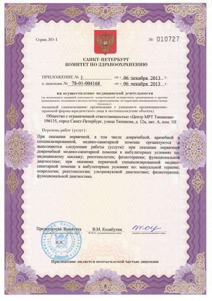 Лицензия ЦМРТ на Типанова
