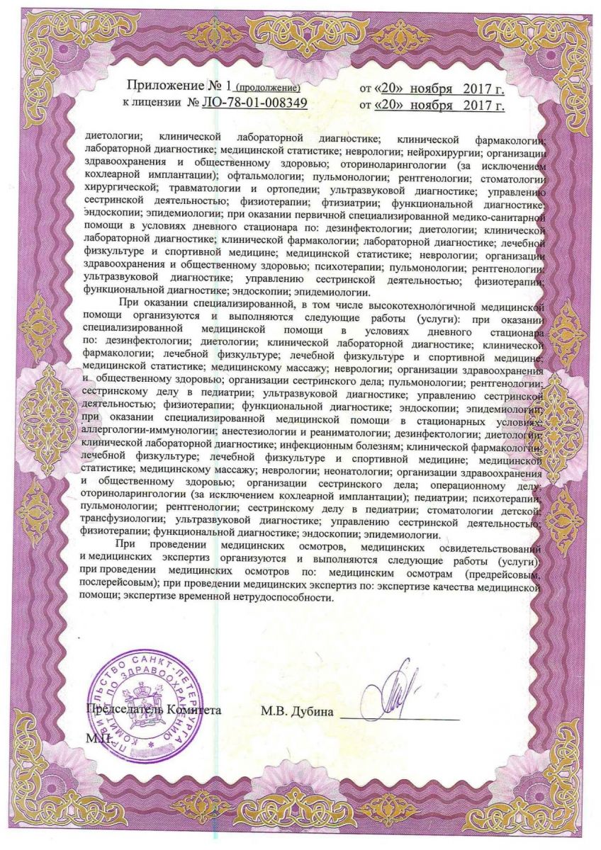 Лицензия Детская городская больница Святой Ольги