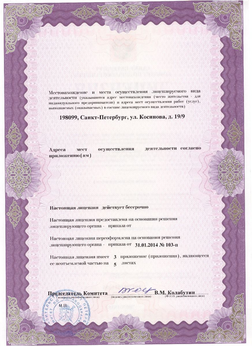 Лицензия Городская больница 14