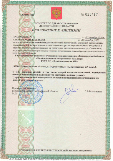 Лицензия Межрайонная больница в Лодейном Поле