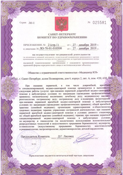 Лицензия Медицентр