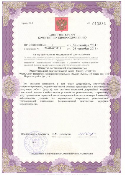 Лицензия Международный Диагностический Центр