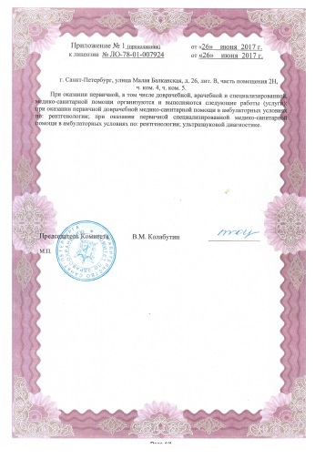 Лицензия ЦМРТ Купчино