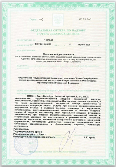 Лицензия НИИФ Минздрава России