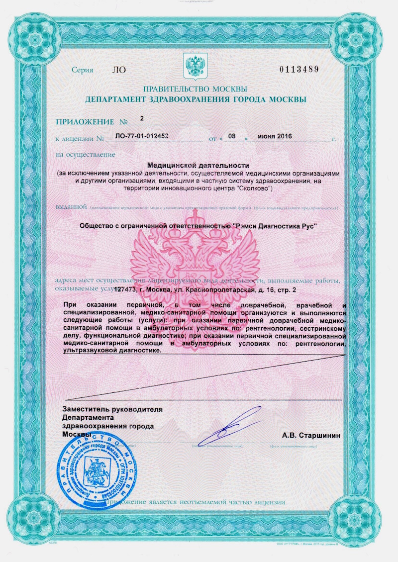 Лицензия Рэмси диагностика