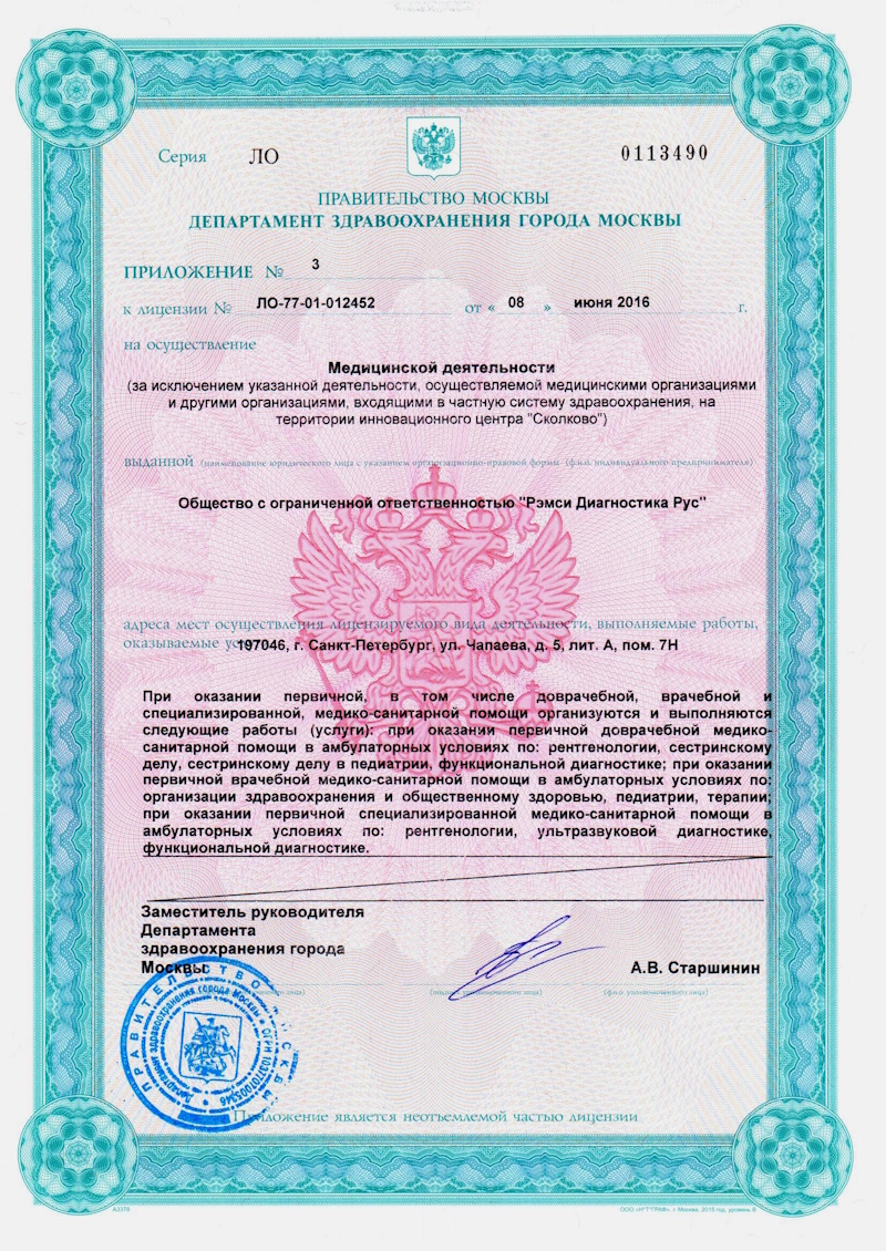 Лицензия Рэмси диагностика